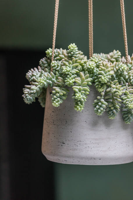 Large Hanging Clay Pot - Grey Washed