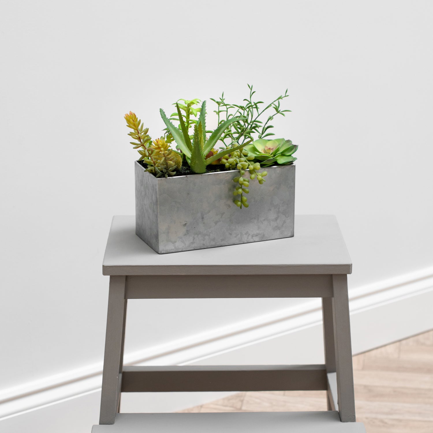 Artificial Succulent Mix in Steel Trough