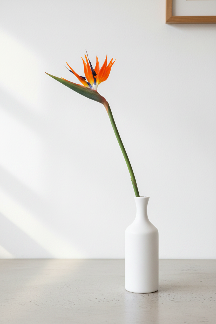 Artificial Bird of Paradise in Modern Vase