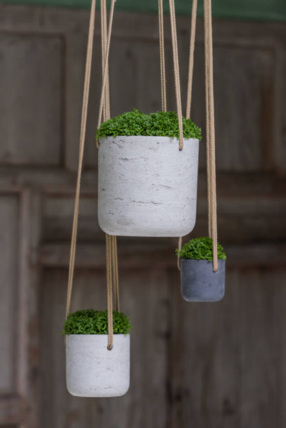 Small Hanging Clay Pot -  Grey