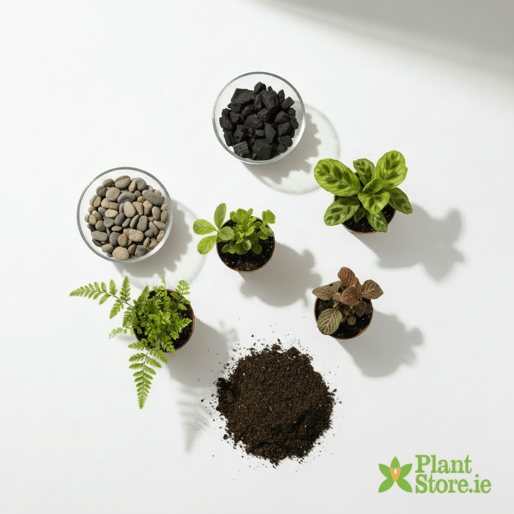 Terrarium Plants, Soil, Drainage and Charcoal for Corked Terrarium - Plant Store