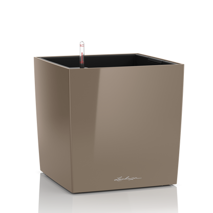 Lechuza Cube Plant Containers - Taupe High Gloss