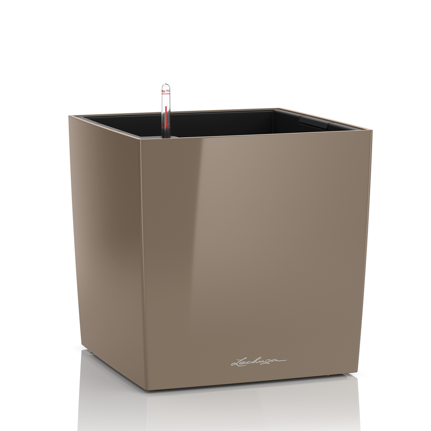 Lechuza Cube Plant Containers - Taupe High Gloss