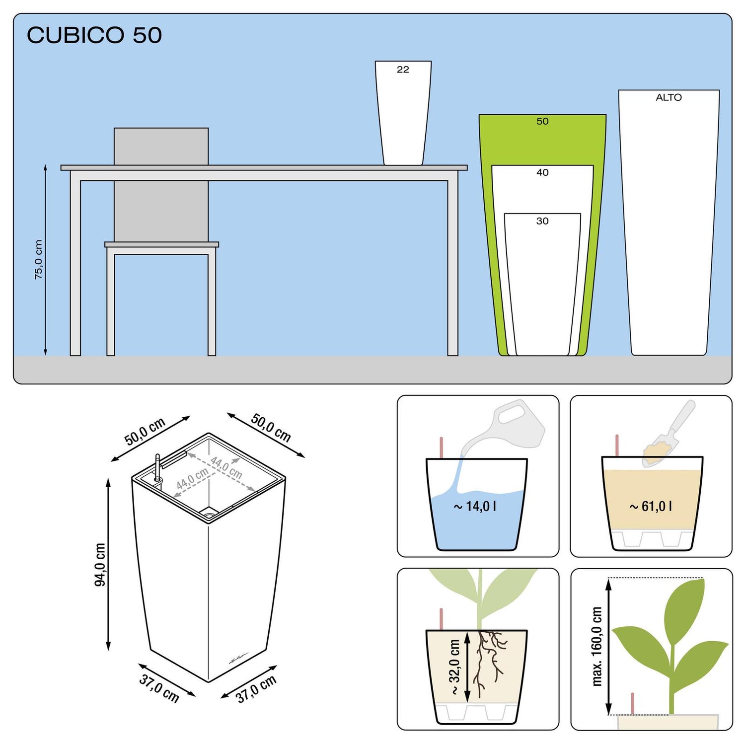 Lechuza Cubico Plant Containers